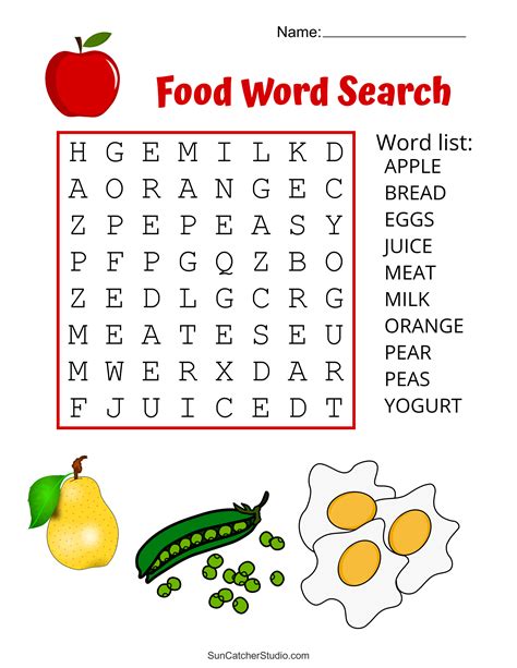 Food Word Search Printable